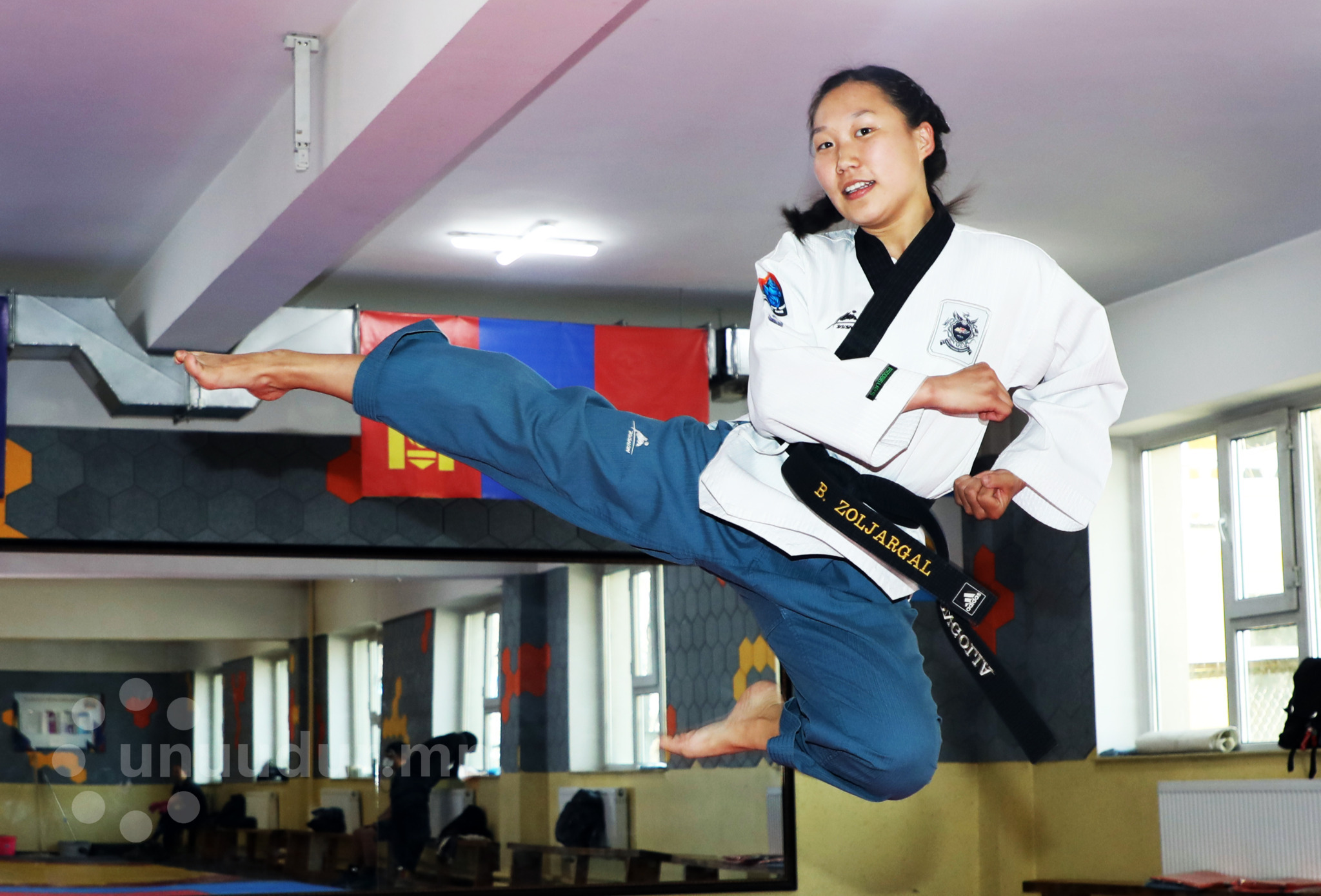 B. ZOLJARGAL: I demonstrate what I have learned from Taekwondo exclusively within the arena